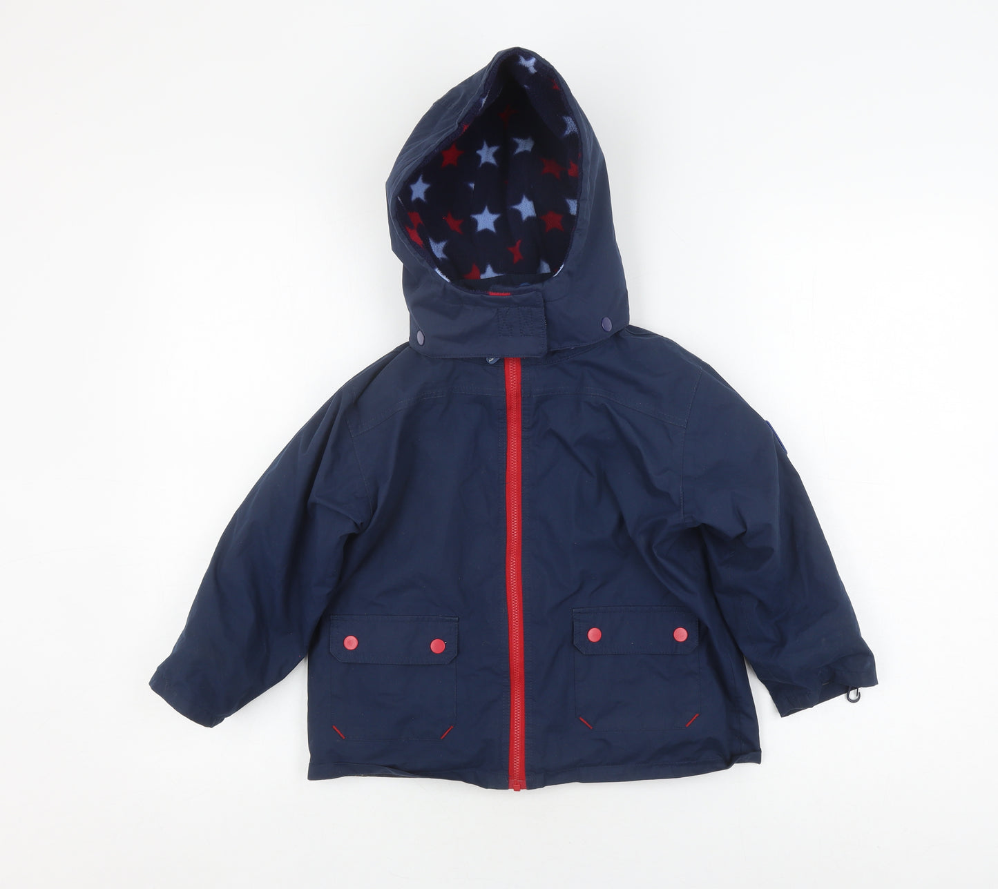 JoJo Maman Bébé Boys Blue Parka Jacket 4-5 Years Hooded Lined