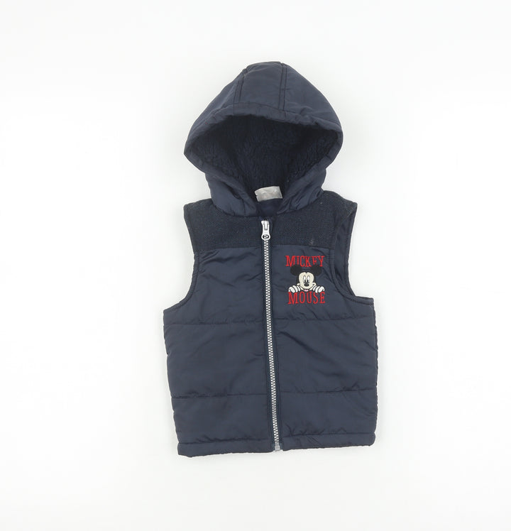 Disney Unisex Baby Blue Hooded Puffer Jacket, 12-18M