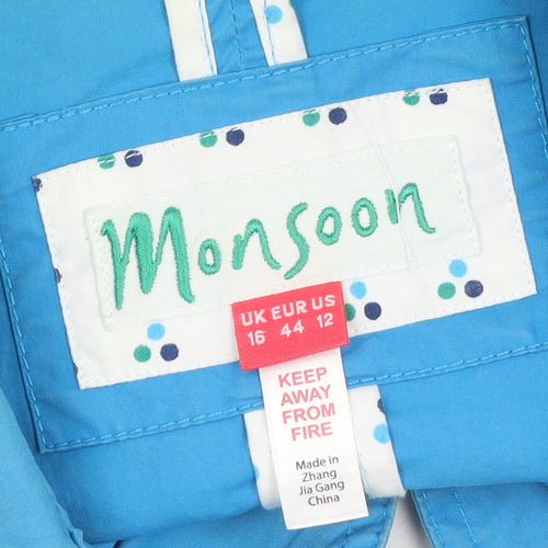 Monsoon Women's Blue Trench Coat Size 16 Belted