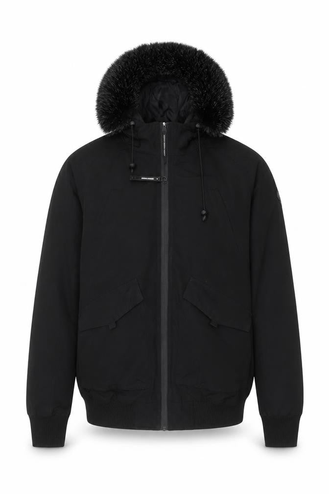Front view of Goodfornothing Men's Black Bomber Jacket -, size S