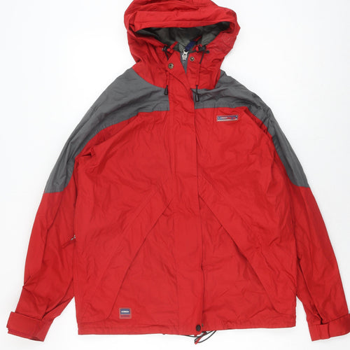Loop Men's Red Rain Coat Jacket M Hooded Outdoor