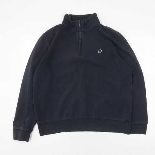 Rhino Men's Blue 1/2 Zip Sweatshirt L Logo Zip