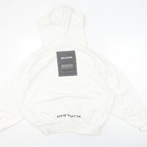 Religion Men's White Pullover Hoodie M Graphic Print