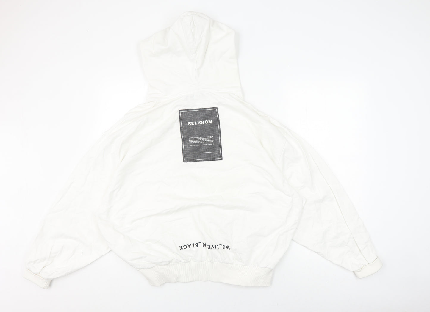 Religion Men's White Pullover Hoodie M Graphic Print