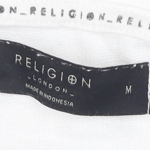 Religion Men's White Pullover Hoodie M Graphic Print