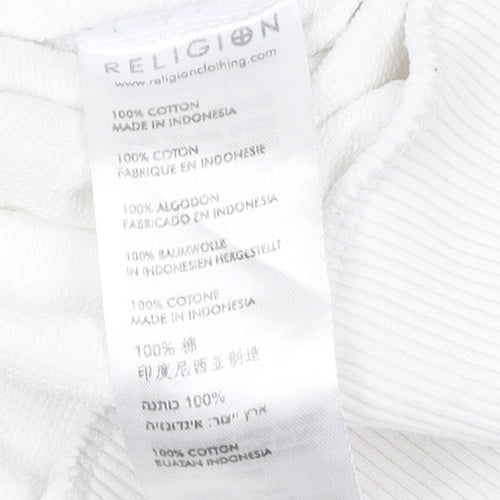 Religion Men's White Pullover Hoodie M Graphic Print