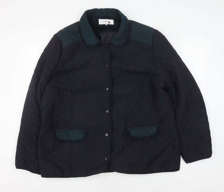 EWM Women's Black Quilted Jacket, Size 2, Classic Style