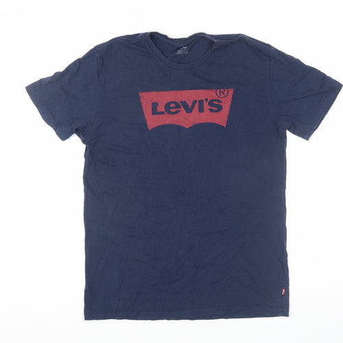 Levi's Men's Blue Medium Logo Crew Neck T-Shirt