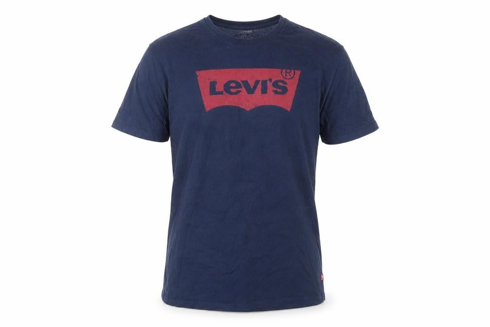 Front view of Levi's Men's Blue Medium Logo Crew Neck T-Shirt