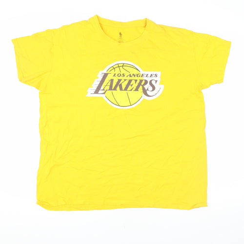 NBA Lakers Men's Yellow Sports T-Shirt, L, Graphic Logo