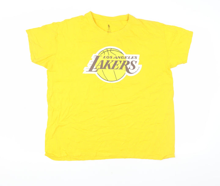 NBA Lakers Men's Yellow Sports T-Shirt, L, Graphic Logo