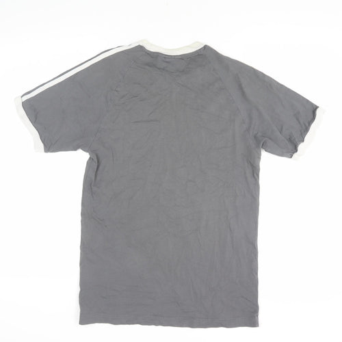 Adidas Men's Grey Cotton T-Shirt, Size S, Crew Neck