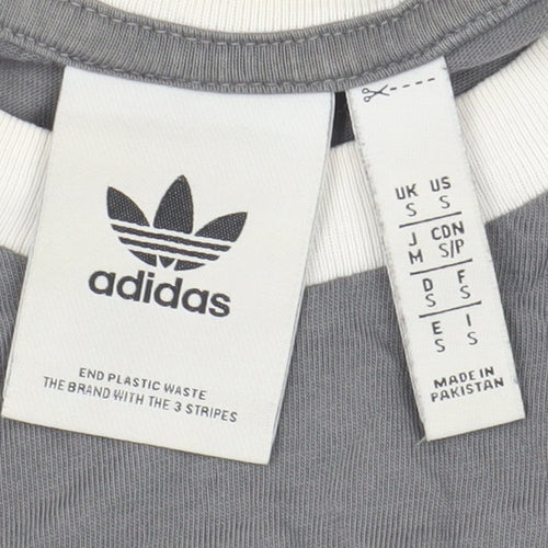 Adidas Men's Grey Cotton T-Shirt, Size S, Crew Neck