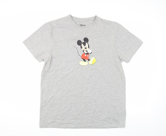 Front view of Disney Men's Grey Mickey Mouse T-Shirt 2XL