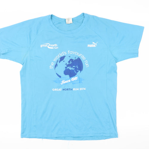 Puma Unisex Blue Running T-Shirt M Lightweight Logo