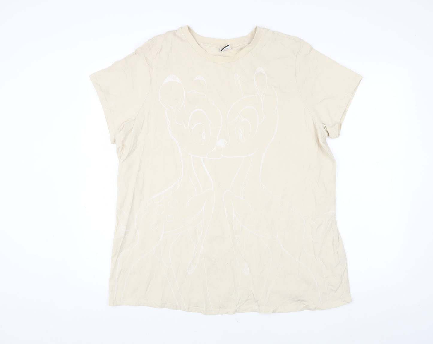 Disney Women's Beige T-Shirt, Size 20, Animal Print