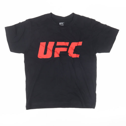UFC Boys Black Cotton Logo T-Shirt, Size 8-10