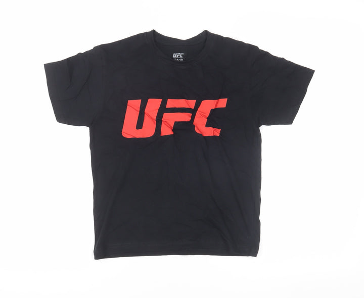UFC Boys Black Cotton Logo T-Shirt, Size 8-10