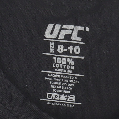 UFC Boys Black Cotton Logo T-Shirt, Size 8-10