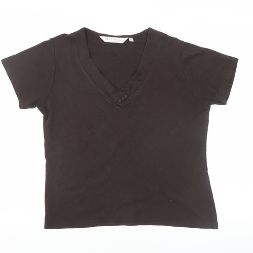 EWM Women's Black V-Neck T-Shirt, Size M