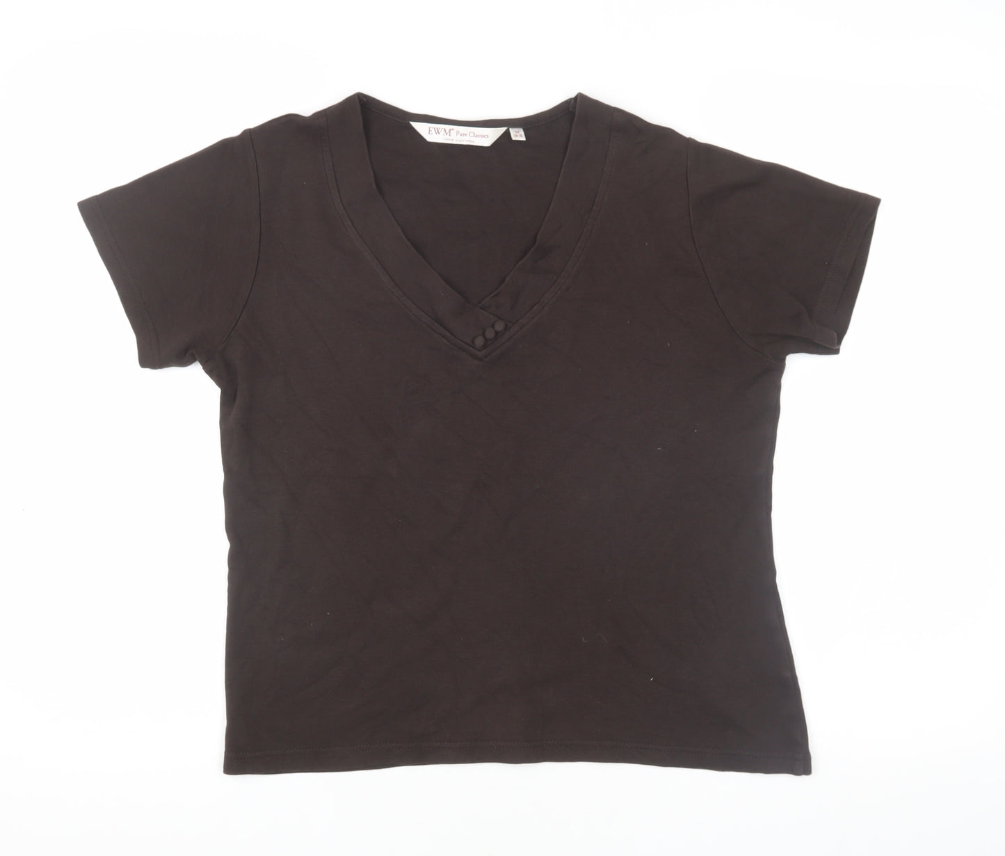 EWM Women's Black V-Neck T-Shirt, Size M