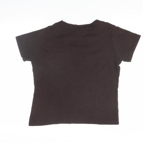 EWM Women's Black V-Neck T-Shirt, Size M