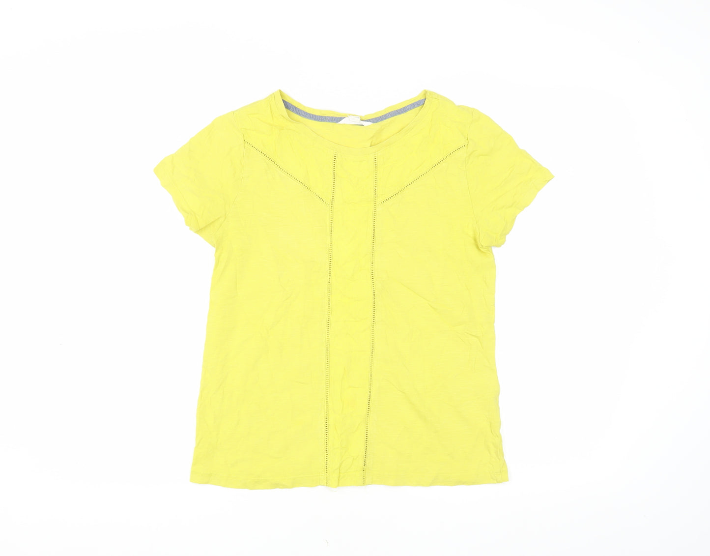 White Stuff Women's Yellow Cotton T-Shirt UK 10