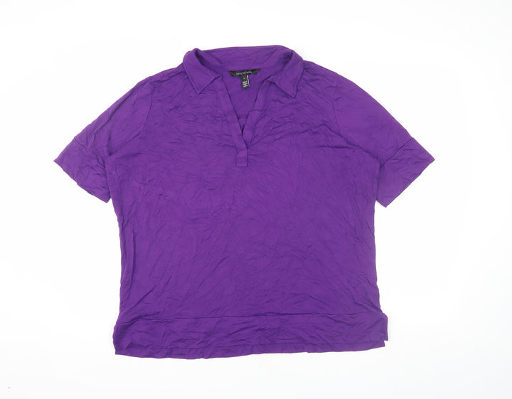 Long Tall Sally Women's Purple Polo Shirt, Size L