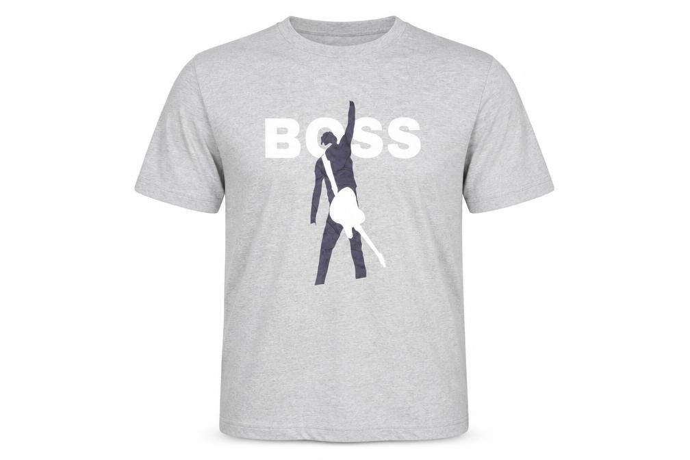 Front view of Gildan Men's Grey Graphic Print T-Shirt, size S