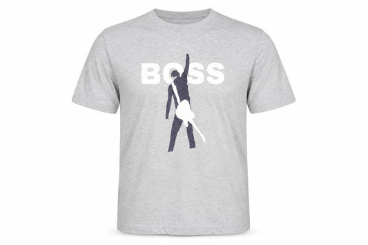 Front view of Gildan Men's Grey Graphic Print T-Shirt, size S