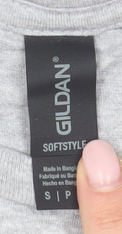 Gildan Men's Grey Graphic Print T-Shirt, Size S