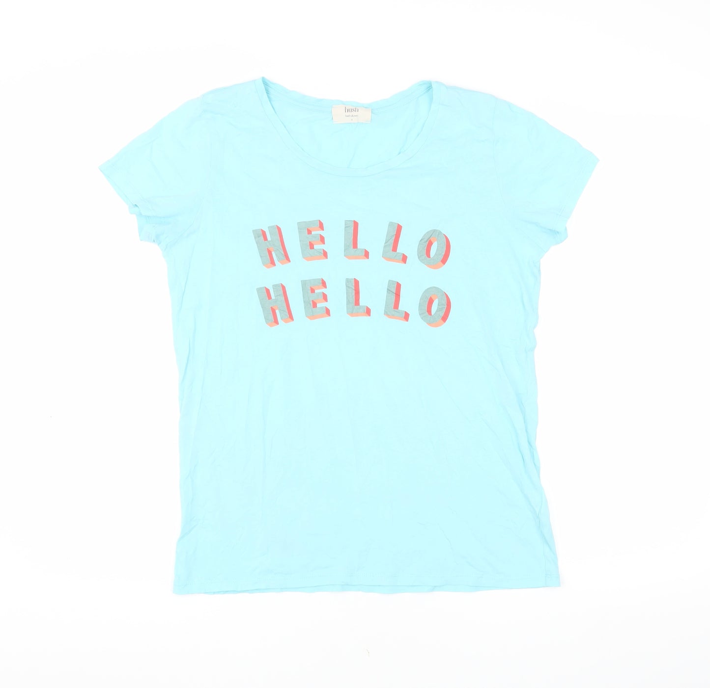 Hush Women's Blue Cotton T-Shirt, Size 8, Casual Spring