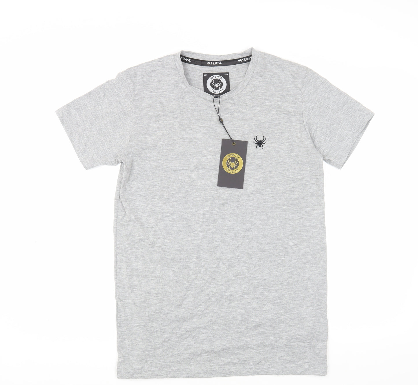 Intense Men's Grey Crew Neck Short Sleeve T-Shirt, Size S