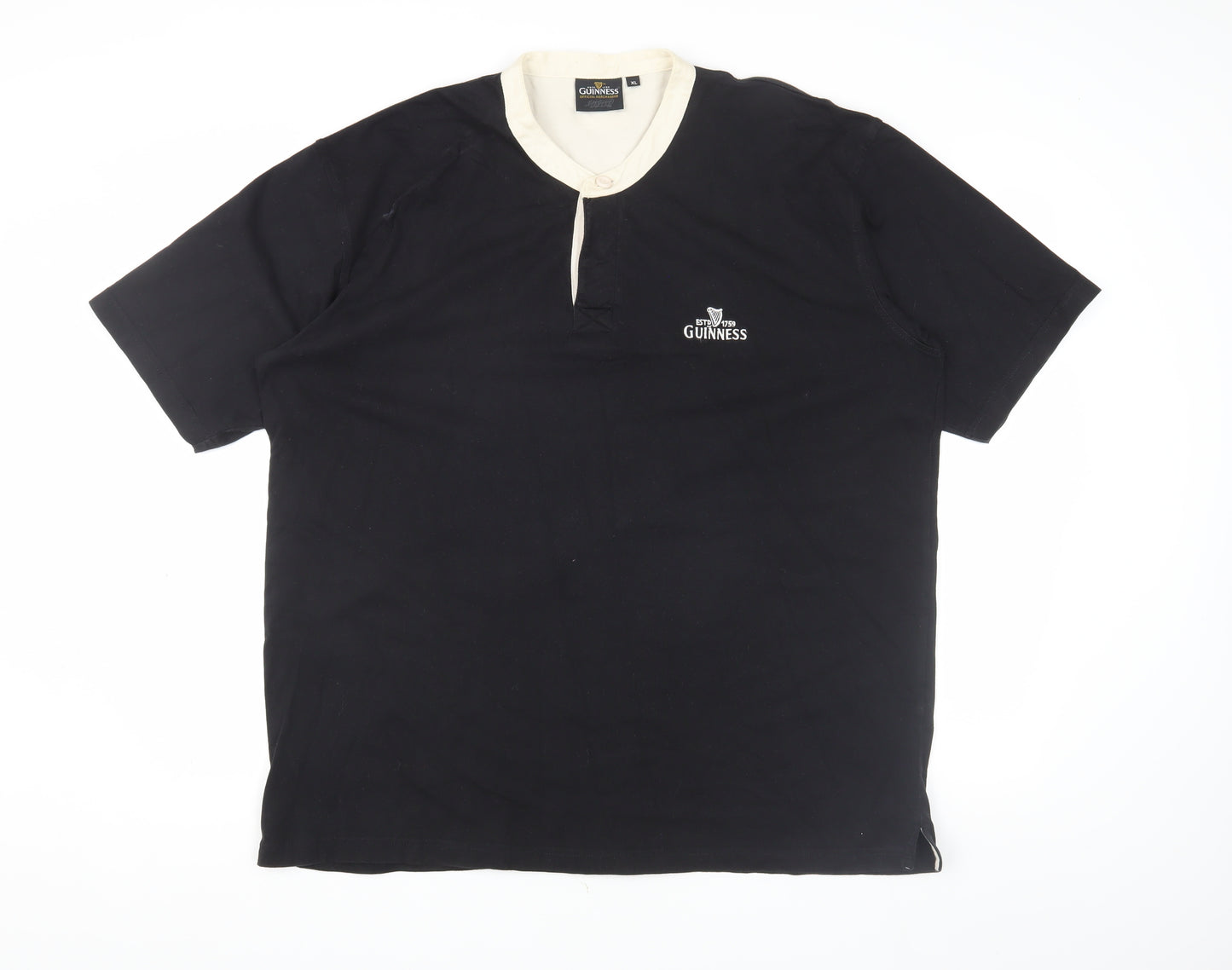 Guinness Men's Black XL Collared T-Shirt