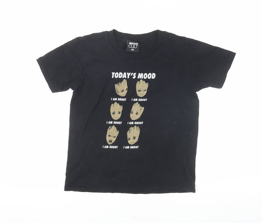 Front view of Absolute Cult Black Groot Graphic T-Shirt - girls’ m