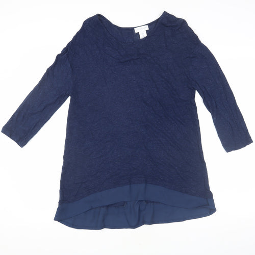 Antibes Blanc Women's Blue Tunic in Size L, Relaxed Fit