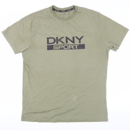 DKNY Sport Mens Green Crew Neck Logo T-Shirt, Size M