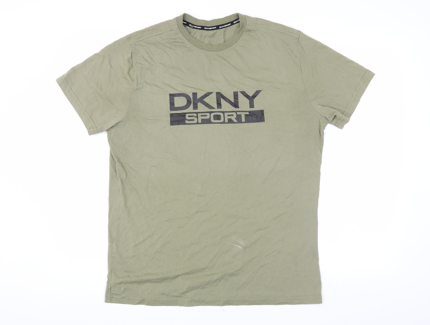 DKNY Sport Mens Green Crew Neck Logo T-Shirt, Size M
