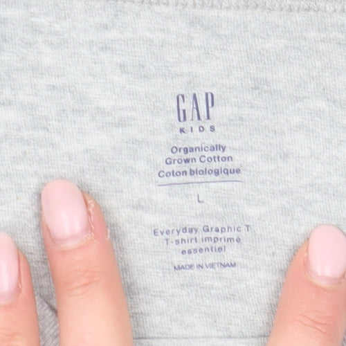 GAP Kids Boys Grey Graphic T-Shirt Size L Casual Comfort