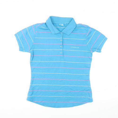LA Gear Women's Blue Striped Polo, Size 12, Regular Fit