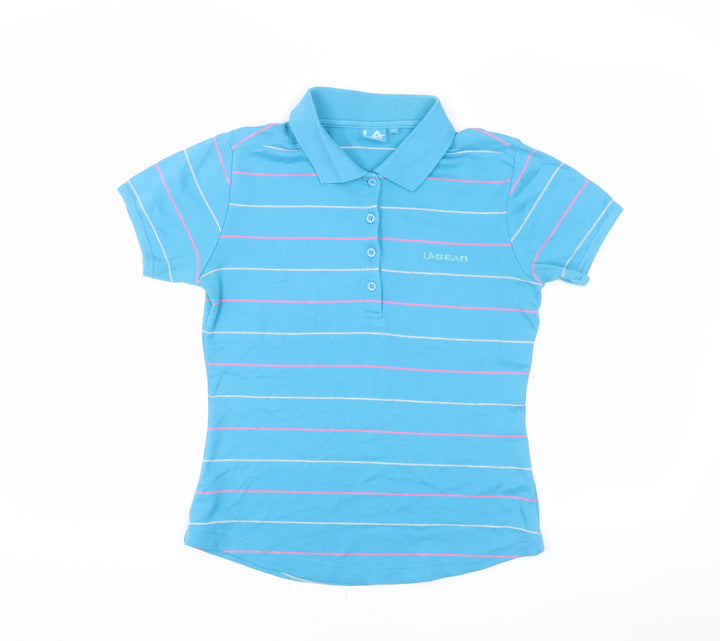 LA Gear Women's Blue Striped Polo, Size 12, Regular Fit