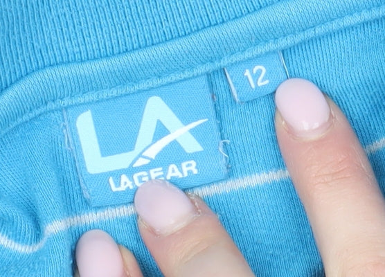 LA Gear Women's Blue Striped Polo, Size 12, Regular Fit