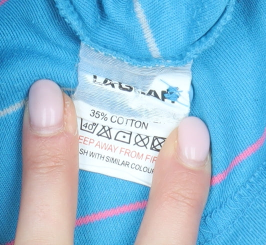 LA Gear Women's Blue Striped Polo, Size 12, Regular Fit