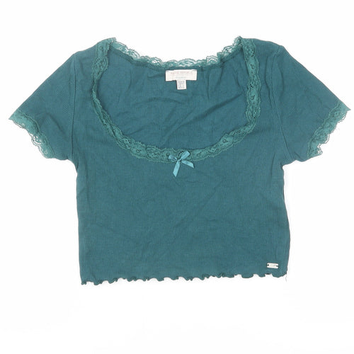 Pacific Republic Teens Green Lace Scoop Neck T-Shirt S