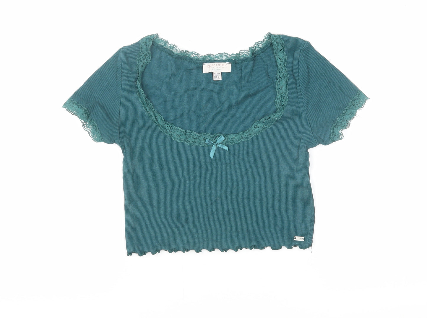Pacific Republic Teens Green Lace Scoop Neck T-Shirt S