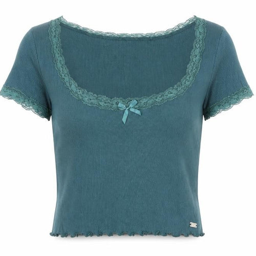 Pacific Republic Teens Green Lace Scoop Neck T-Shirt S