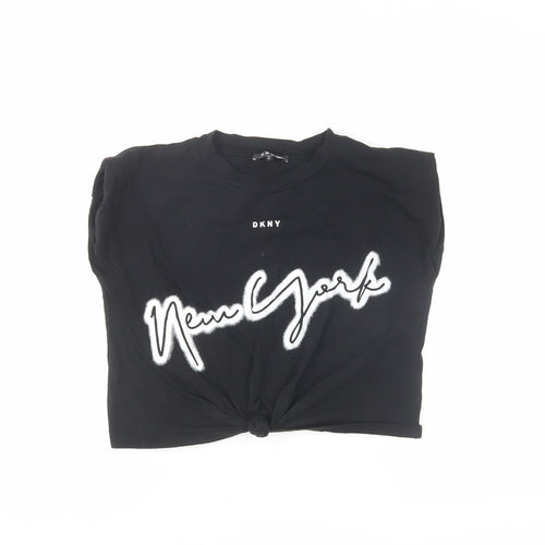 DKNY Girls Black XS Graphic Print T-Shirt Logo