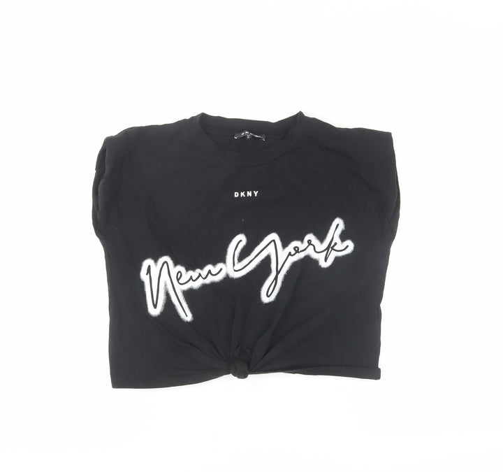 DKNY Girls Black XS Graphic Print T-Shirt Logo