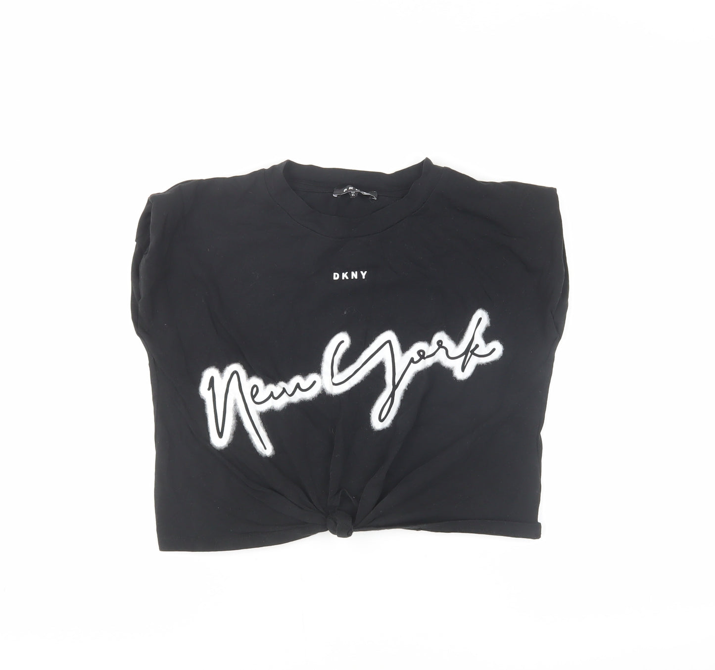 DKNY Girls Black XS Graphic Print T-Shirt Logo