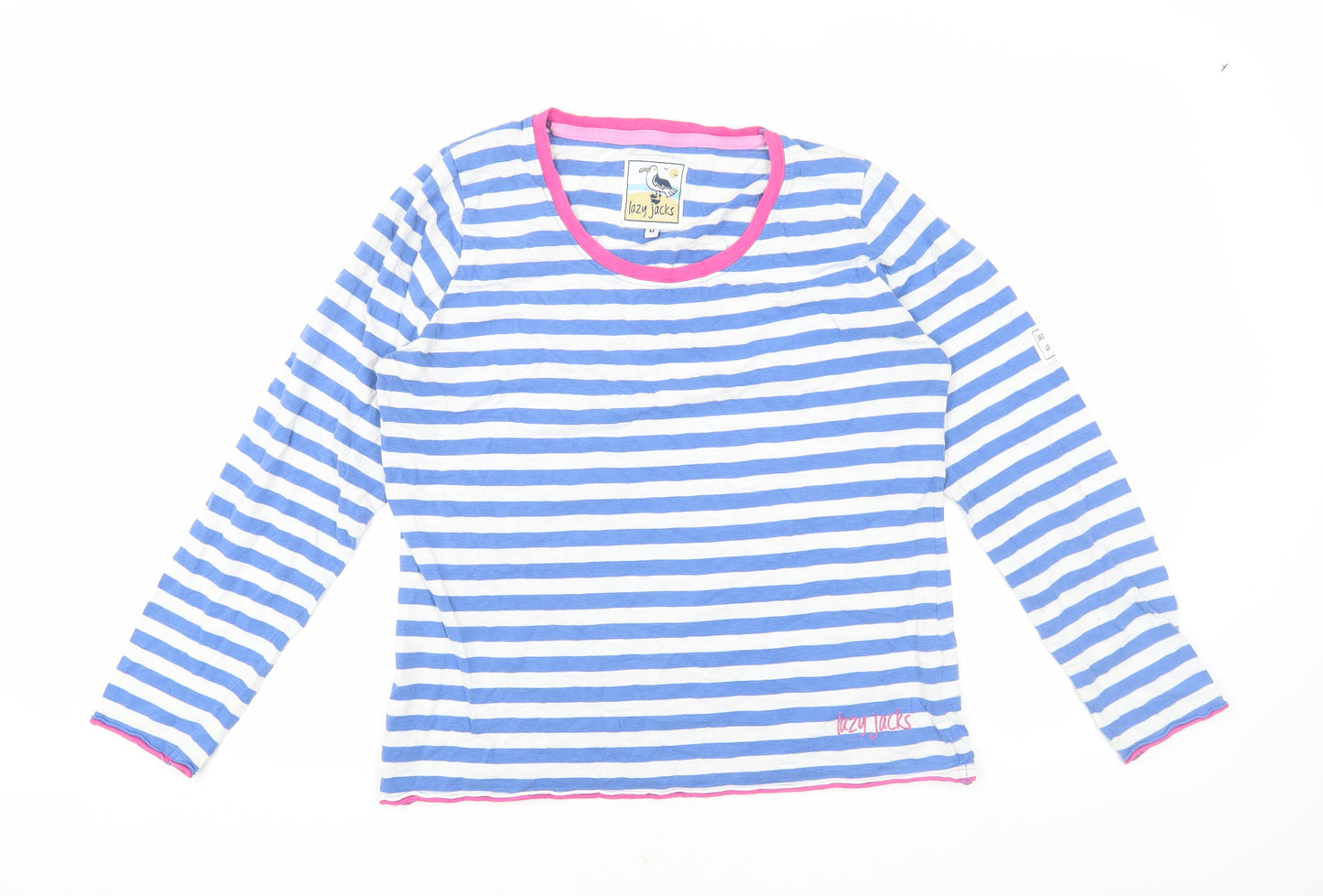 Lazy Jacks Women's Blue Striped Jersey T-Shirt Size M